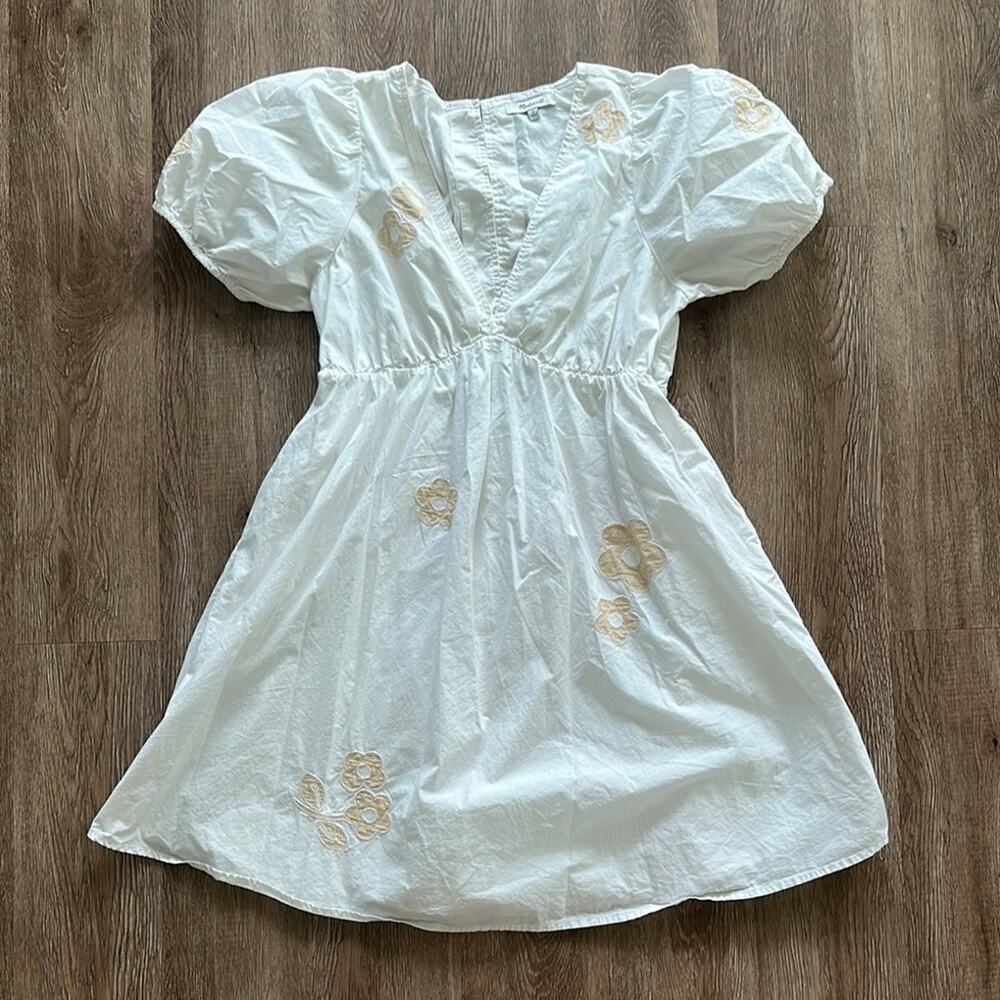 Madewell Annamarie Mini Dress Bright Ivory Size 4 Puff Sleeve Soft Girl